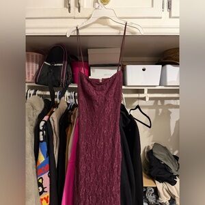 Elegant Burgundy Lace Dress